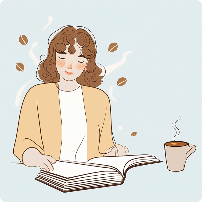 Books and coffee illustration